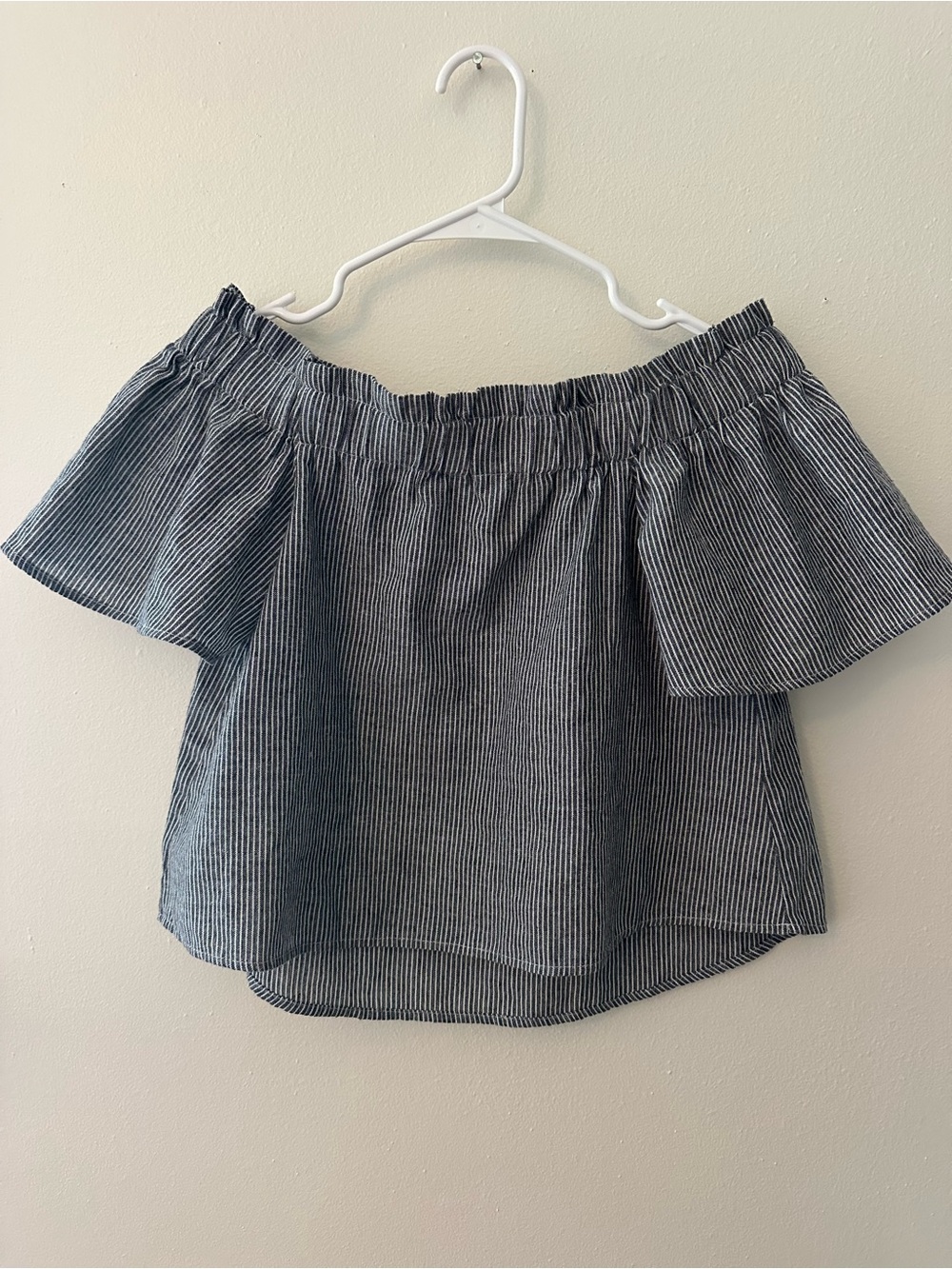 Lulus over the shoulder striped crop top